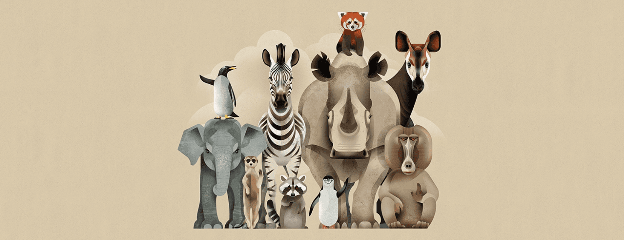 Eine Gruppe unterschiedlicher Tiere